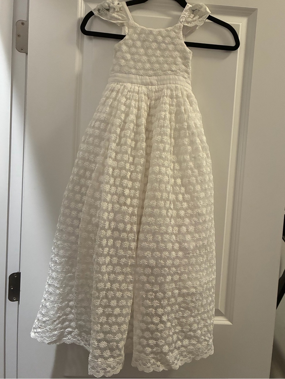 Girls White Floral Lace flower girl Party Dress